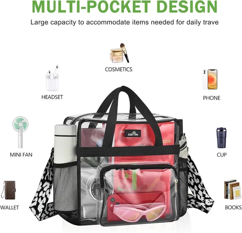 Miniatura 41 de MAY TREE Bolsa transparente para eventos en estadios de 12 x 6 x 12 pulgadas, bolsa de almuerzo transparente con correas reforzadas para trabajo