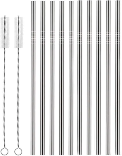 Miniatura 12 de Bent - Juego de 10 popotes de acero inoxidable, reutilizables, 10.5 pulgadas de largo y 0.24 pulgadas de diámetro para vaso de 30 onzas y vaso de 20