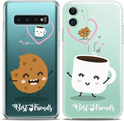 Miniatura 2 de Fundas a juego para parejas compatibles con iPhone 16 15 14 13 12 11 Pro Max Mini Xs X 6s 8 Plus 7+ Xr 10 SE 5 Cookie Coffee Gift Best Friend Kawaii