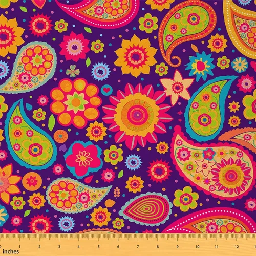 Miniatura 33 de Feelyou The Yard - Tela de flores Groovy de 1 yarda para niños de los años 70, diseño de flores hippie Groovy, tela bohemia para tapicería