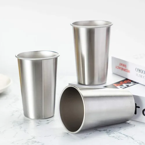 Miniatura 6 de MEWAY Vasos de acero inoxidable de alta calidad de 16 onzas (paquete de 12) – Vasos de metal de alta calidad – Vaso apilable duradero, vasos