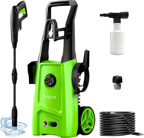 Miniatura 8 de Lavadora a presión eléctrica Lavadora eléctrica con boquilla ajustable, máquina de limpieza a presión con cañón de espuma para automóviles, vallas