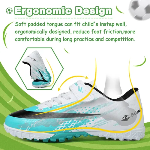 Miniatura 3 de CBUSTER Zapatos de fútbol para niños y niñas, zapatos deportivos para interiores y exteriores