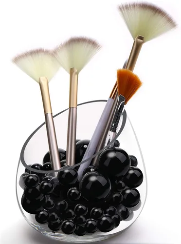 Miniatura 5 de Hicarer 120 cuentas de perlas para jarrón para centros de mesa, soporte para brochas de maquillaje, cuentas de imitación redondas surtidas para Negro