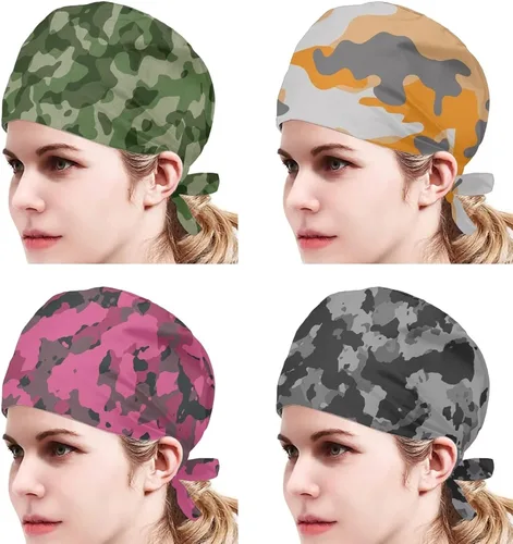 Miniatura 2 de Babrukda Paquete de 4 gorras con banda para el sudor ajustable, gorro de Navidad