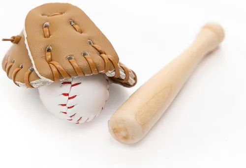 Miniatura 3 de Accesorios para casa de muñecas en miniatura, juego de bate de béisbol deportivo, guante y pelota para mini, casa de muñecas, cocina, jardín