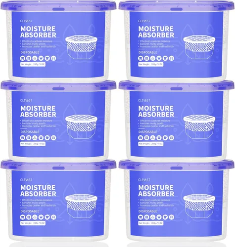 Miniatura 8 de CLEVAST Cajas absorbentes de humedad, paquete de 6, deshumidificador de 12 onzas para armario y baño, absorbente de humedad para armario