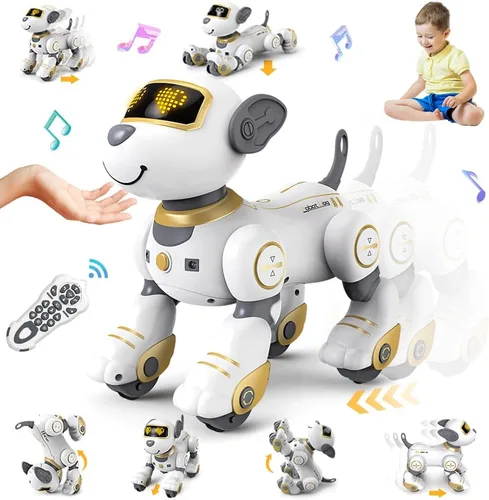 VATOS Juguete de Perro Robot con Control Remoto para Niños - Perro Robot Inteligente Programable de 17 Funciones con Toque e Seguimiento, Perro