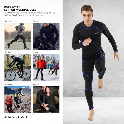 Miniatura 4 de Ropa interior térmica para hombre, conjunto de pantalones largos con forro polar capa base superior