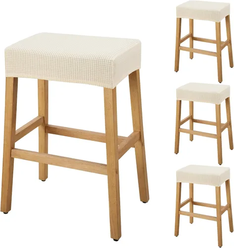 Miniatura 65 de YISUN Fundas de taburete rectangulares, paquete de 2 fundas elásticas impermeables para asiento de silla de montar, taburetes de bar, sillas de bar