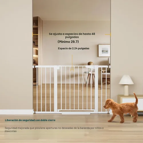 Miniatura 2 de Cumbor Puerta para Bebés de 29.7-48" para Escaleras, Ganadora del Premio Mom's Choice Awards - Puertas para Perros para Entradas, Puerta de Blanco