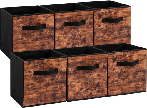 Miniatura 9 de Stero Cubos de almacenamiento de tela, paquete de 3 contenedores plegables con asa, cestas de almacenamiento de 11 pulgadas caja para estantes