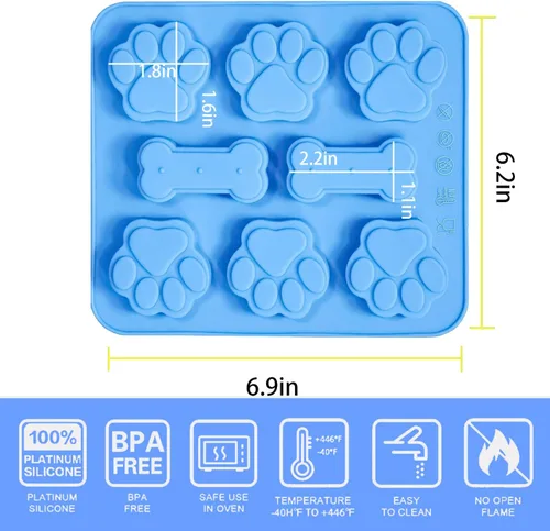 Miniatura 2 de 2 moldes de silicona para cachorros, molde para patas y huesos de perro, molde para cubitos de hielo, gelatina, galletas, chocolate, molde