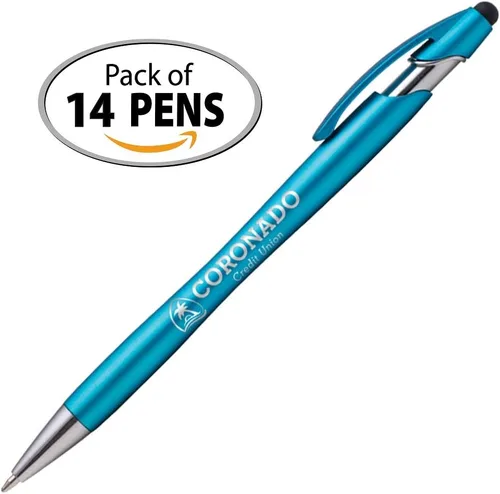Miniatura 5 de ExpressDesigns™ - Bolígrafo Beemer con punta de lápiz capacitivo, tinta de escritura negra personalizada impresa con nombre o mensaje, 14