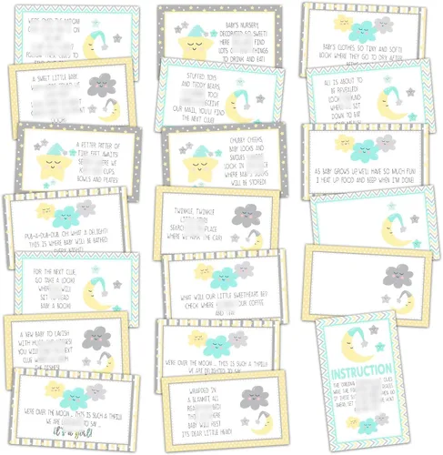 Miniatura 6 de Tarjetas de pistas de búsqueda del tesoro de cumpleaños, juego de búsqueda del tesoro de pasteles, juego de 19 tarjetas y 18 sobres, juego