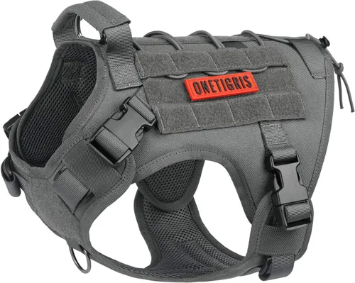 Miniatura 18 de Arnés táctico para perro, arnés de cuerpo completo para perro con mango, chaleco resistente para perro para senderismo, entrenamiento, perros