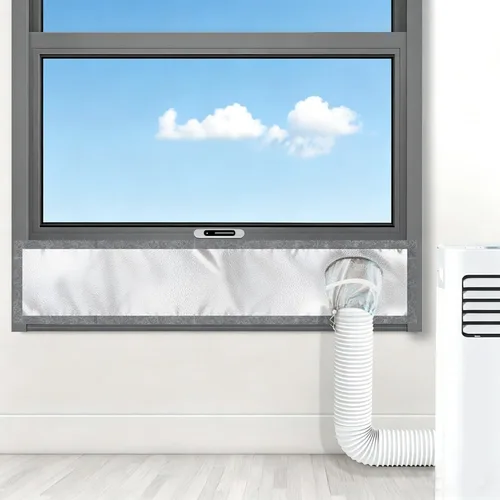 Miniatura 14 de Kit de ventana de aire acondicionado portátil resistente de 40 pulgadas, protector térmico de papel de aluminio reflectante, 100% opaco e