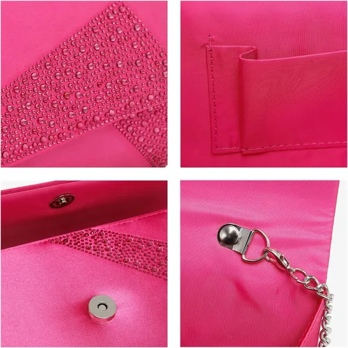 Miniatura 4 de Dasein Bolso de noche de satén con diamantes de imitación para mujer, bolso brillante con purpurina brillante para fiesta, boda, cóctel, baile