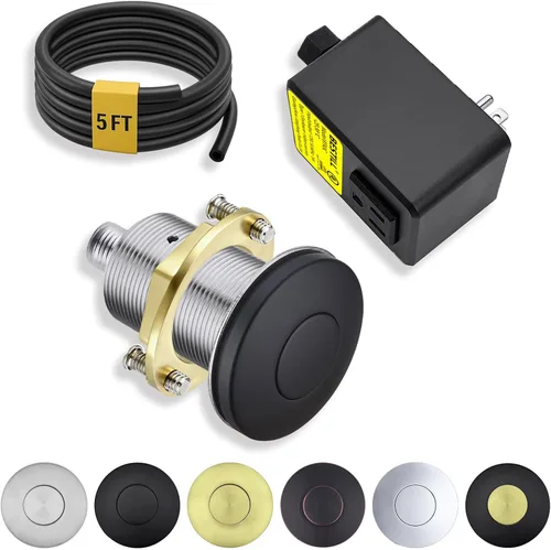 Miniatura 22 de Kit de interruptor de aire para eliminación de basura BESTILL - Certificado UL, botón de presión de 3.6" de largo en acero inoxidable con acabado
