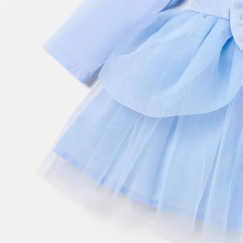 Miniatura 6 de Disney Vestido de princesa con estampado de tutú para niña, con volantes, manga larga, tutú para fiesta