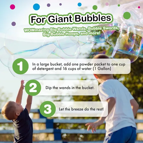 Miniatura 5 de WOWmazing Mezcla de polvo de recarga de burbujas grandes (6 paquetes) – Convierte el detergente para platos en burbujas gigantes. Hace 6 galones.
