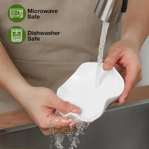 Miniatura 4 de Qipecedm Soporte de cuchara de cerámica, patrón blanco y negro de 5.3 pulgadas, resistente al calor, soporte para cuchara de cocina para encimera