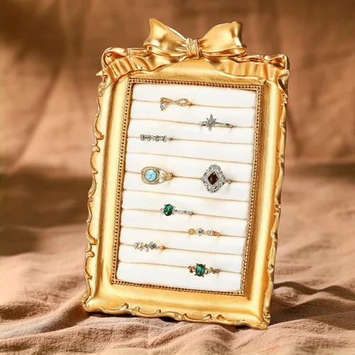 Miniatura 9 de Liliaafar Soporte de anillo vintage rectangular plateado soporte de exhibición para aretes, bandeja de exhibición de aretes, aniversario
