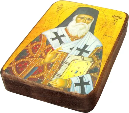 Miniatura 3 de Icono de madera griego cristiano ortodoxo madera de san nectarios de egina / A0