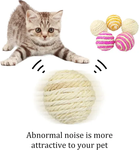 Miniatura 6 de WishLotus Pelotas de sisal para gatos, 5 unidades, bolas de sisal de colores surtidos de 1.8 in para que los gatos arañen, palmaditas, muerdan