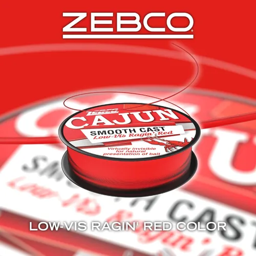 Miniatura 3 de Zebco Cajun Line Smooth Cast Fishing Line, Low Vis Ragin' Red Carrete de cuarto de libra