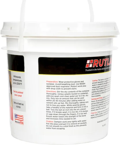 Miniatura 6 de Rutland balde de cemento maleable de 12.5 libras – Mezcla con agua (arcilla refractaria) soporta hasta 2,200 grados Fahrenheit.