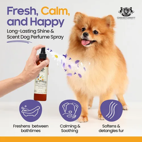 Miniatura 2 de Aerosol refrescante y brilloso de aromaterapia para mascotas, aerosol para aseo de perros, perfume canino, colonia de perro y eliminador de olor