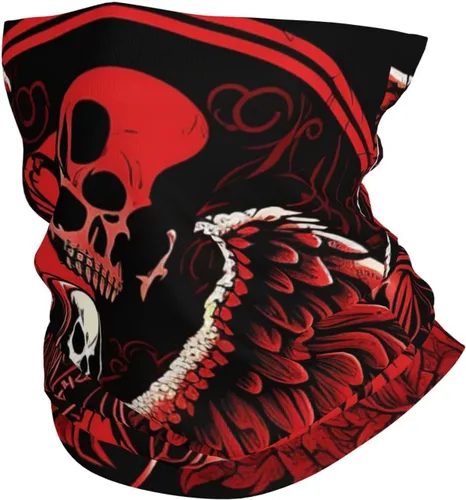 HERRECX angel god skull grim reaper skeleton red Neck Gaiter Face Cover Scarf Balaclava Bandana for Women Men Gaiter Mask for Motorcycle Cycling