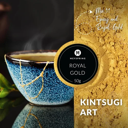 Miniatura 5 de MEYSPRING Polvo de Mica Dorado Real para Resina Epoxi - Kintsugi Gold - Pigmento de Resina Epoxi - Excelente Color de Resina para Kit de Reparación