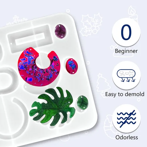 Miniatura 5 de IGaiety Kits de resina para fabricación de joyas, kit de iniciación de moldes de silicona, paquete de 278 piezas con resina epoxi de silicona