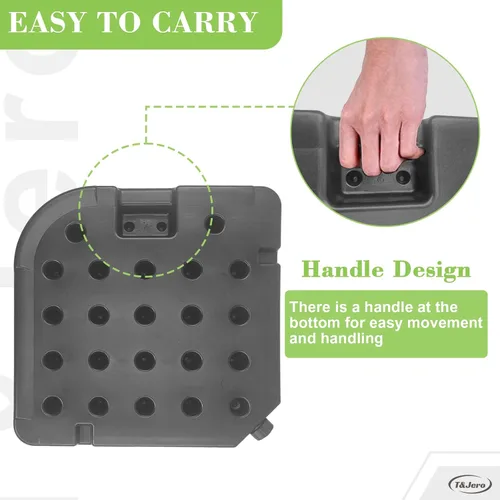 Miniatura 6 de T&Jero Base de plástico resistente de 4 piezas para patio al aire libre, sombrilla voladiza, 260 libras con relleno de agua y arena, color negro