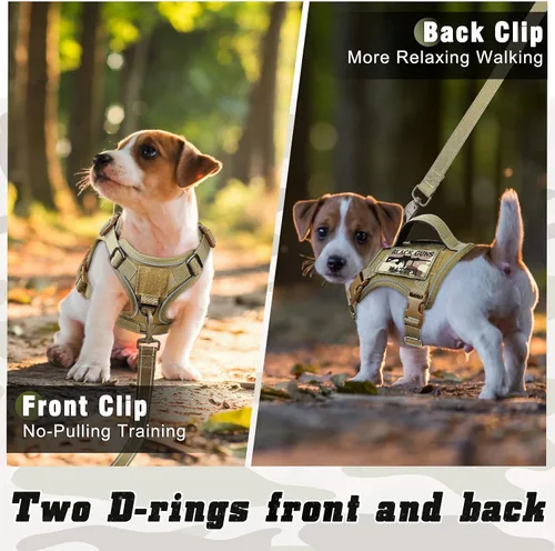 Miniatura 5 de Arnés táctico para perro, arnés militar K9 para cachorro, arnés y correa para perro, sin tirones, arnés para entrenamiento al aire libre, XS con asa