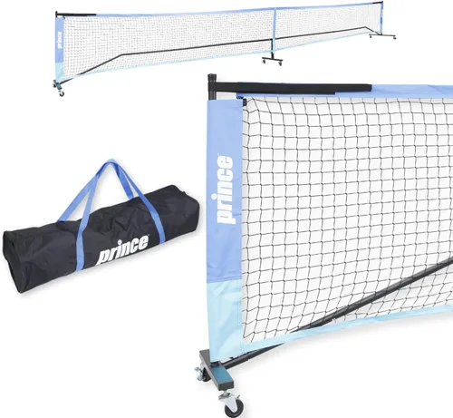 Prince - Red de pickleball de cancha completa + ruedas, fácil de transportar, ideal para montar canchas en cualquier lugar (azul)