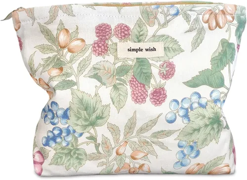 Miniatura 24 de STARDW Bolsa de maquillaje estética floral para mujeres y niñas, bolsa de aseo de viaje con cremallera de gran capacidad, bolsa organizadora