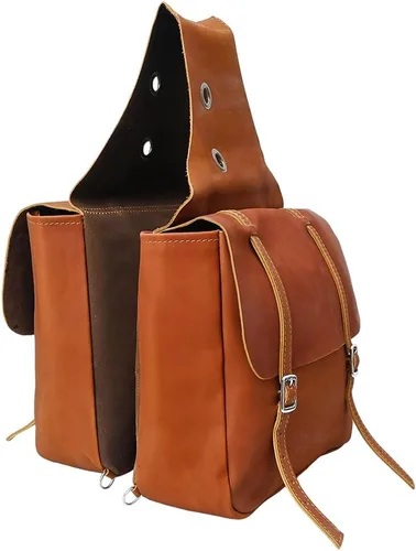 Miniatura 10 de HILASON Alforja de cuero suave para caballo, color marrón antiguo Cierre ajustable ecuestre occidental