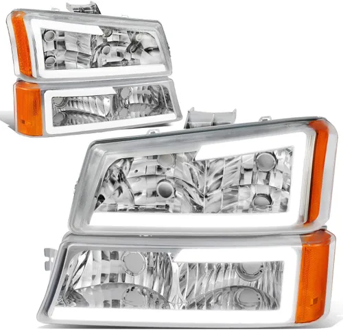 Miniatura 11 de Juego de faros delanteros y defensa DNA MOTORING HL-LB-CSIL03-SM-CL1 con lentes ahumados 3D LED DRL compatible con 03-06 Silverado 1500-3500