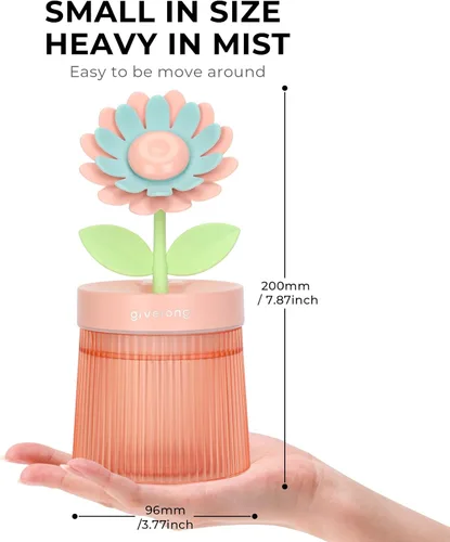 Miniatura 4 de Humidificador pequeño de girasol para plantas, mini humidificadores de niebla fría para dormitorio, humidificadores personales de escritorio