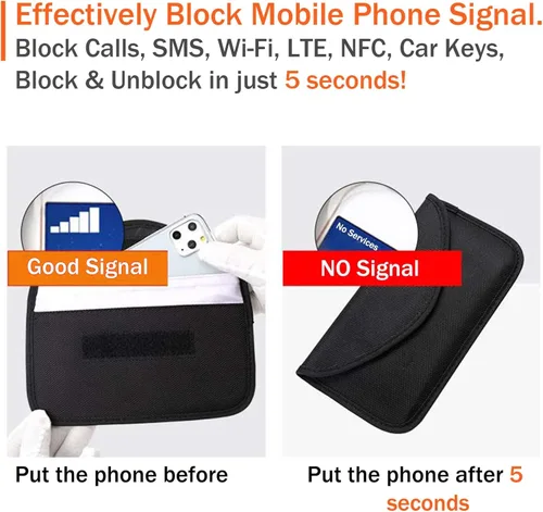 Miniatura 2 de Bolsa de bloqueo de señal, bolsa de protección con GPS RFID Faraday, funda de protección para teléfono celular y llavero de automóvil, antirastreo 4