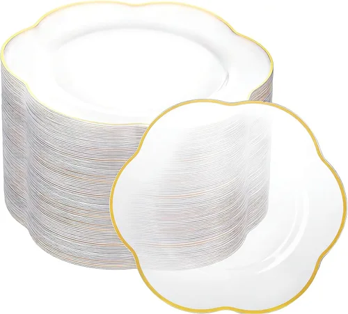 Miniatura 14 de Liacere 100 piezas de platos cuadrados de plástico blanco - 50 piezas de platos de cena resistentes de 9.5 pulgadas y 50 piezas de platos de postre