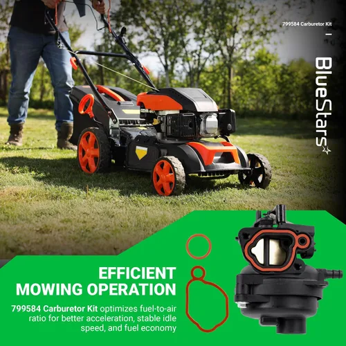 Miniatura 2 de BlueStars 799584 592361 Carburador - Compatible con motores de 140cc Husqvarna LC121P Troy-Bilt TB110 TB200 B110 cortacésped - Reemplaza 594058