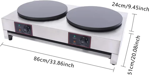 Miniatura 3 de Crepe Maker comercial eléctrico para panqueques antiadherente, 16 pulgadas, placa de 3400 W, temperatura ajustable para Blintzes, huevos, tortilla