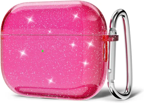 Miniatura 19 de Svanove Funda para Airpods Transparente con Purpurina, Funda Brillante y Bonita para Airpods de 1ª y 2ª Generación con Llavero, Carcasa Rígida