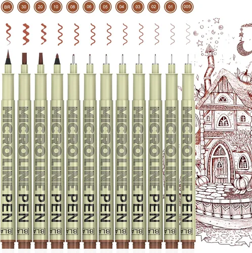 Miniatura 12 de KERIFI Micro-Pen - Bolígrafos de tinta fineliner, paquete de 12 bolígrafos de dibujo de punta fina, impermeables, tinta de archivo, multiliner