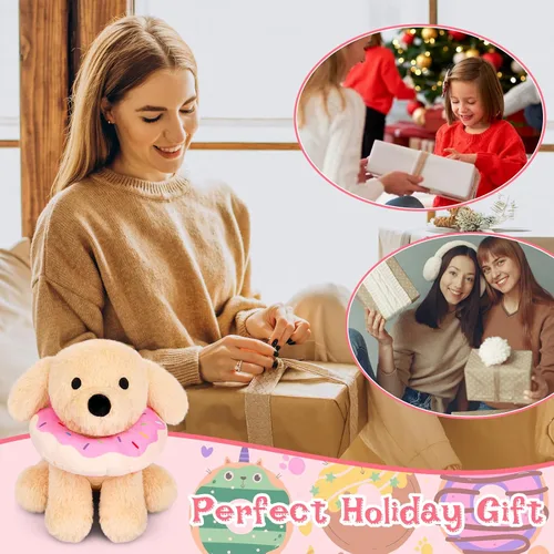Miniatura 6 de Labradoodle - Juguete de peluche para perro, de 8 pulgadas, con dona extraíble, para niños y niñas, súper suave, peluche, lindos peluches