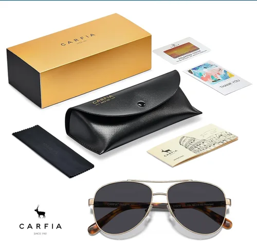 Miniatura 51 de CARFIA Gafas de sol polarizadas para mujer, protección UV, brazos de acetato, marco de metal, sombras para mujer, CA3216